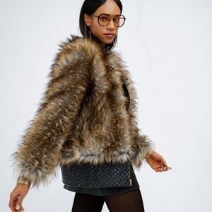 Luxury , one of a kind, faux fur bomber jacket